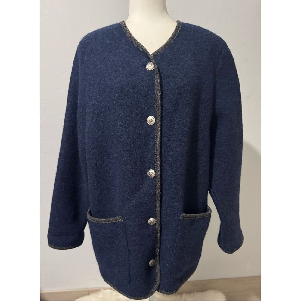 L.L Bean 100% New wool blue button front sweater coat M